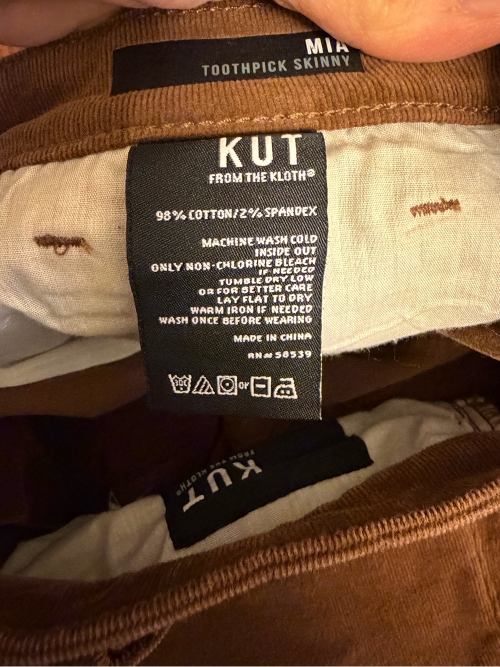 KUT from the Kloth Mia Toothpick Skinny Brown Corduroy Pants Stretch - Picture 8 of 9